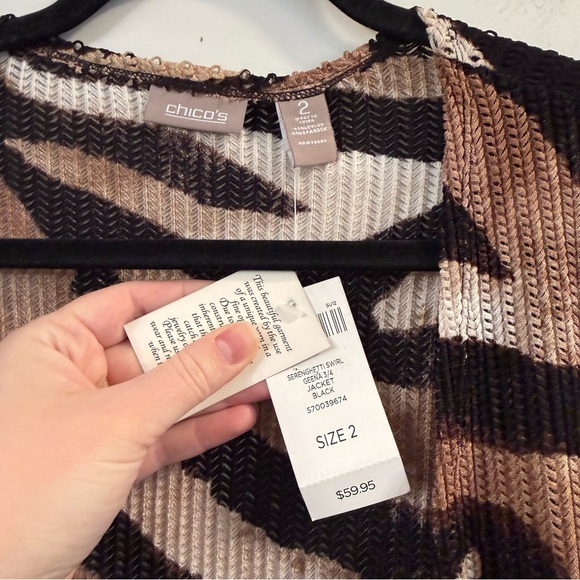 Women’s new Chico's Brown and Black Animal Print drape cardigan sweater - Picture 4 of 6